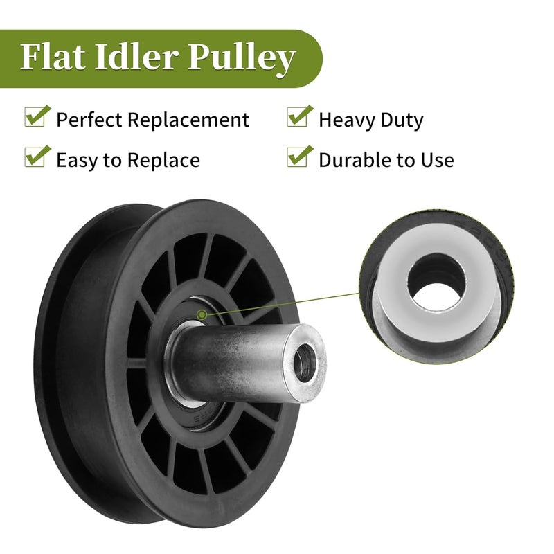 Bularie 179114 Flat Idler Pulley Replacement for Craftsman LT1000 Idler Pulley- Compatible with Hu sqvarna Po Ulan Pro AYP Riding Mower, Replace 532179114 12644 280-934, 1 Pack - Image 4
